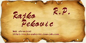 Rajko Peković vizit kartica